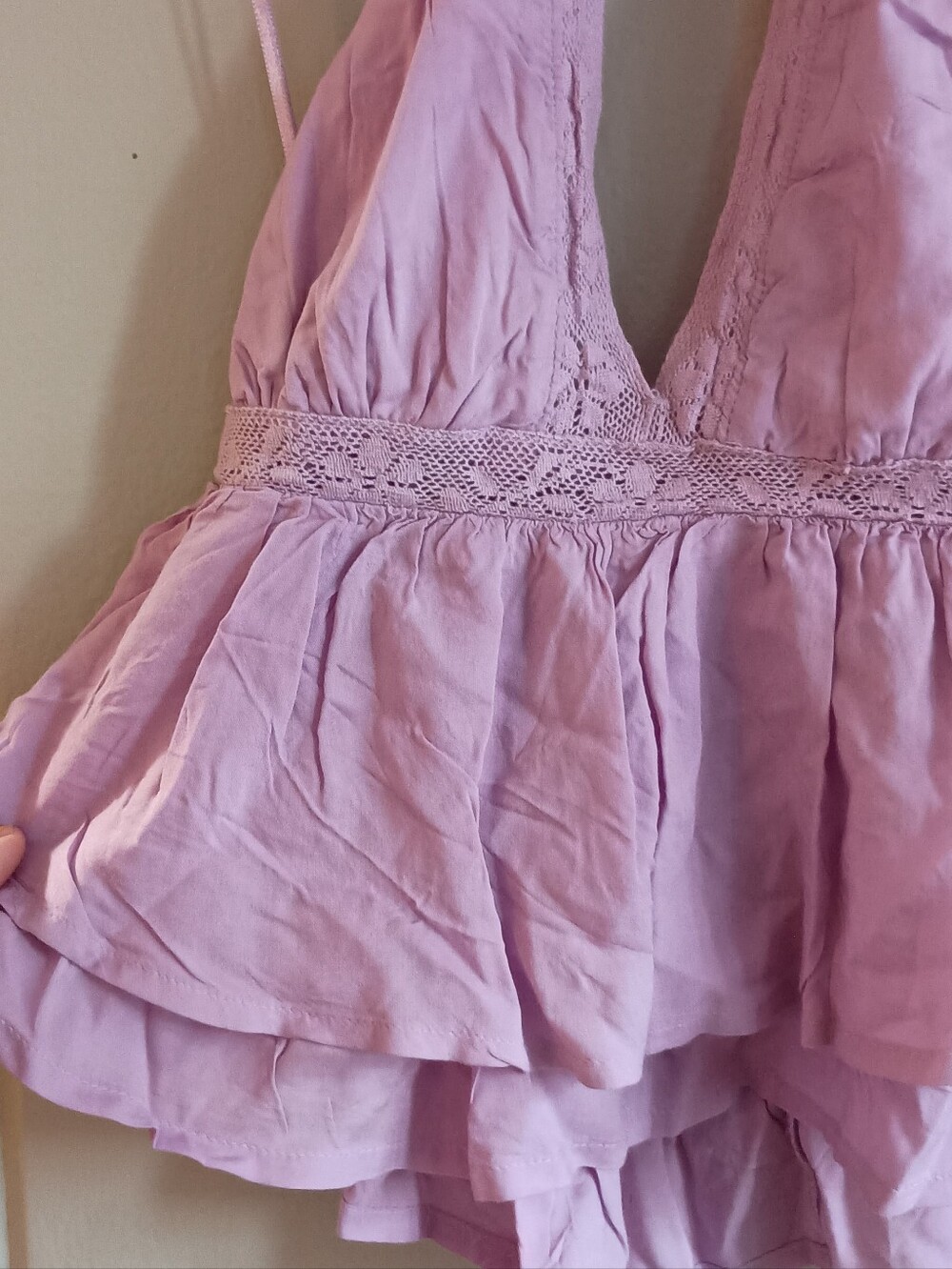 American Eagle Pink Ruffle Halter Top - Picture 3 of 5